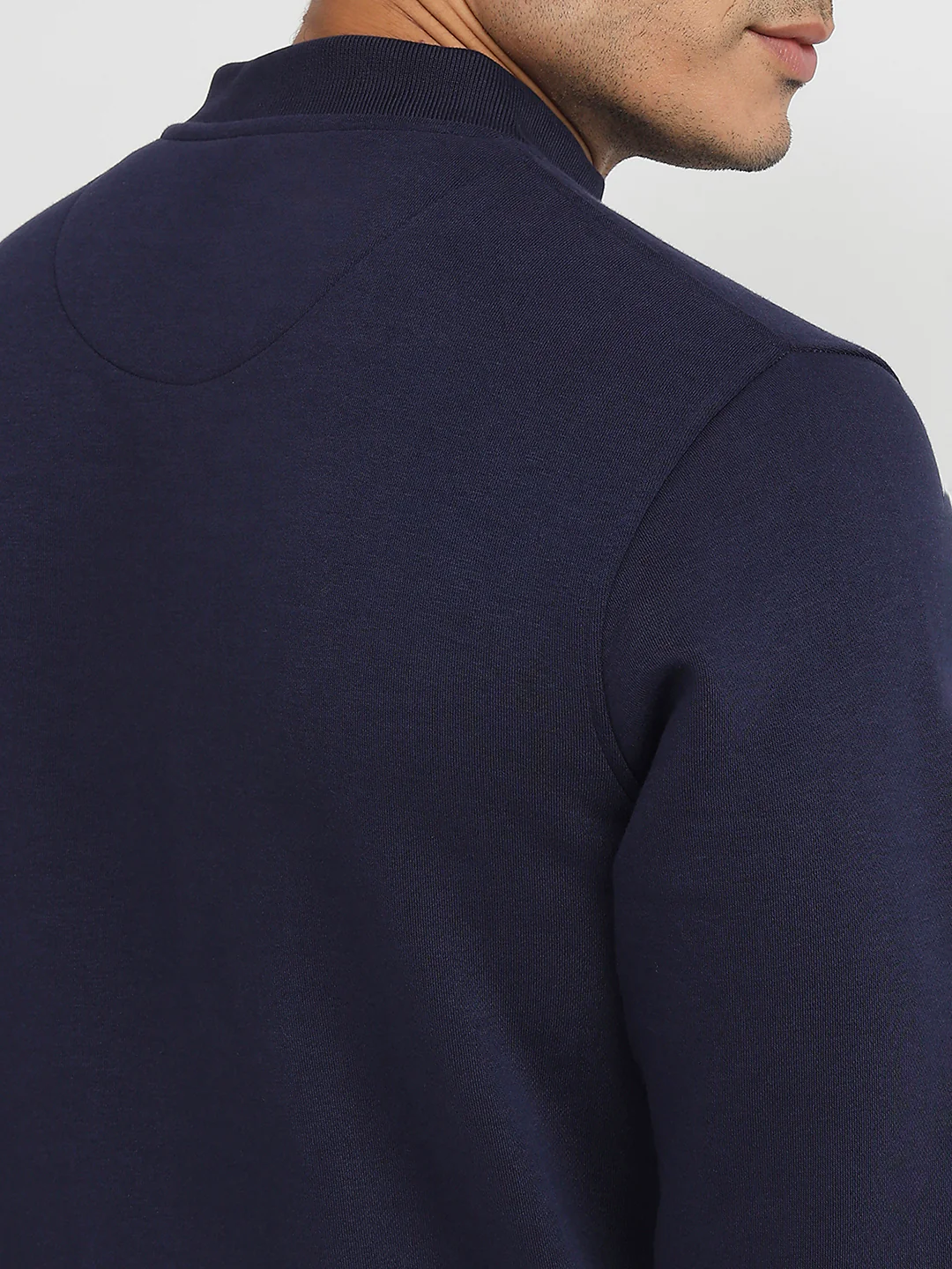 Colorplus Men Blue Solid Regular Fit Cotton Blend Sweatshirt - Image 7