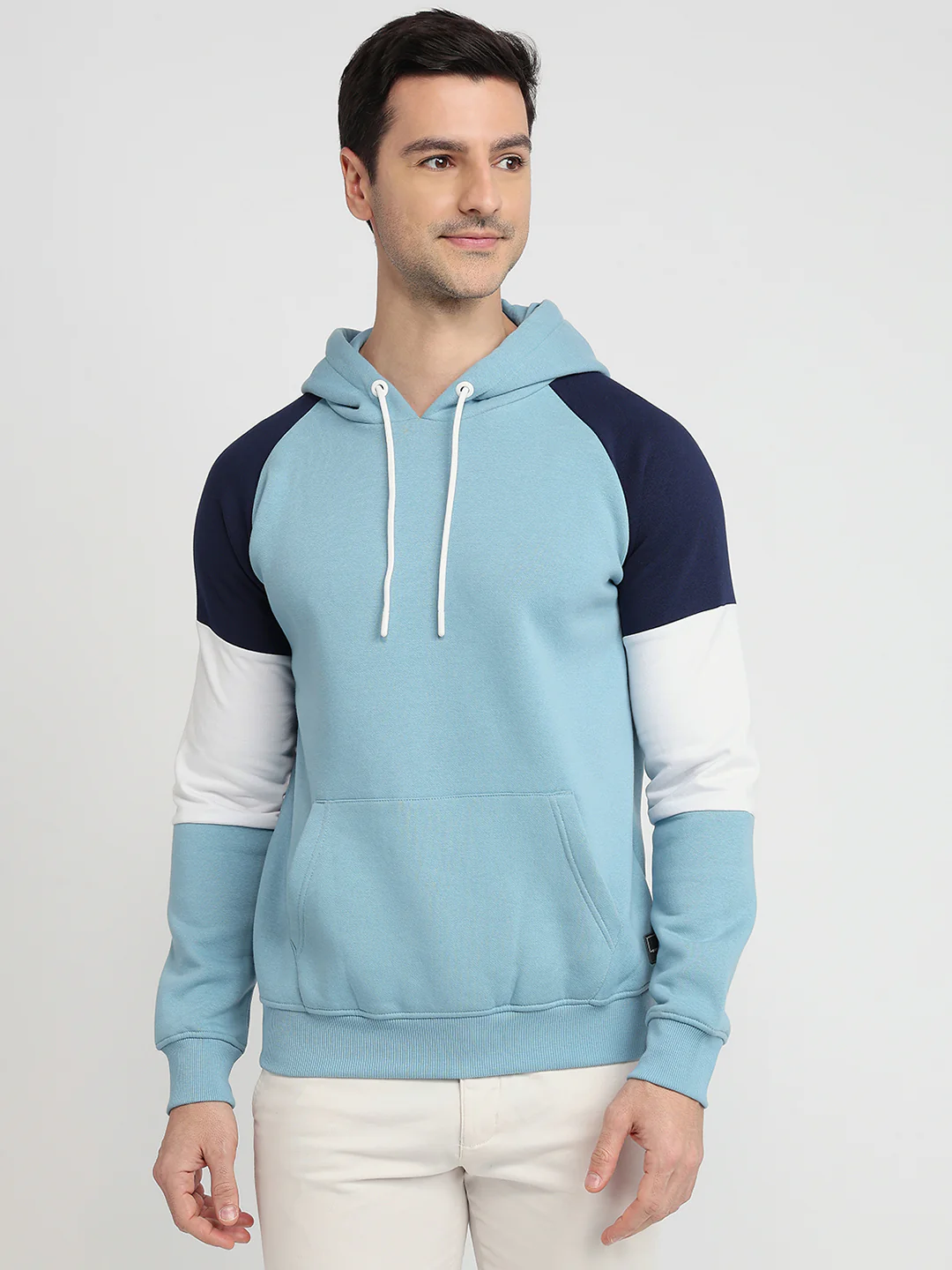 Colorplus Men Blue Solid Regular Fit Cotton Blend Sweatshirt