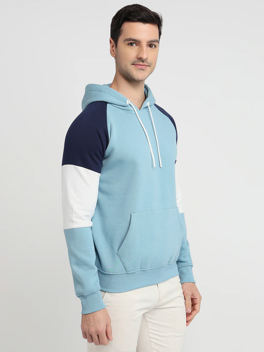 Colorplus Men Blue Solid Regular Fit Cotton Blend Sweatshirt - Image 3
