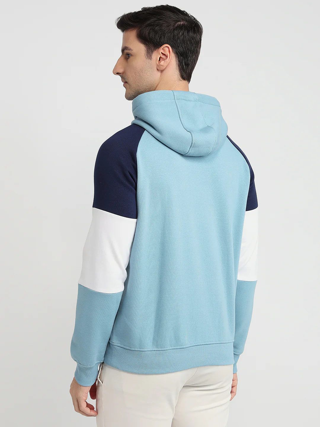 Colorplus Men Blue Solid Regular Fit Cotton Blend Sweatshirt - Image 4