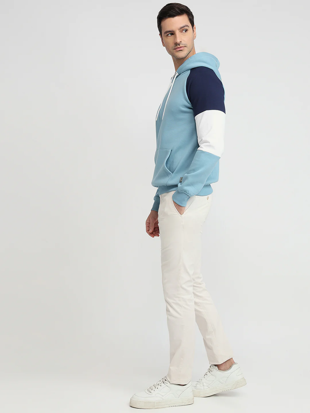 Colorplus Men Blue Solid Regular Fit Cotton Blend Sweatshirt - Image 5