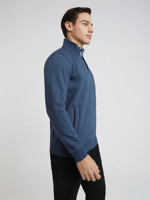 Colorplus Men Blue Solid Regular Fit Cotton Blend Sweatshirt - Image 2