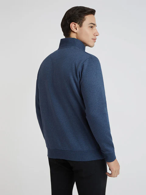 Colorplus Men Blue Solid Regular Fit Cotton Blend Sweatshirt - Image 4