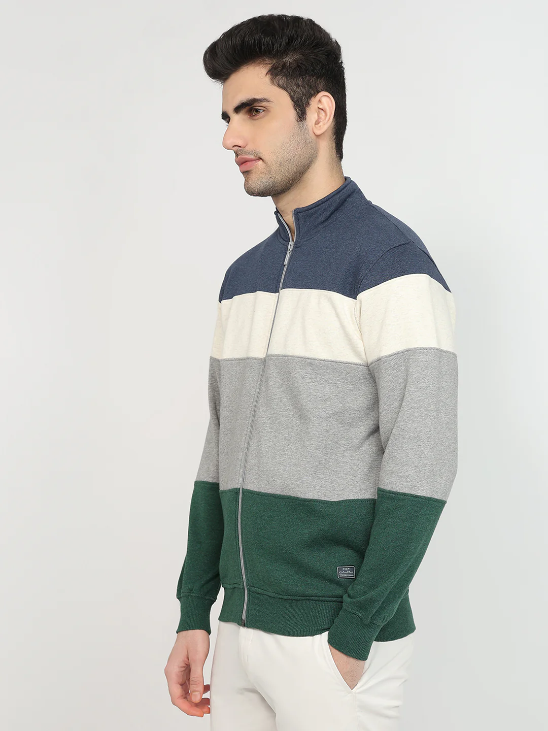 Colorplus Men Blue Solid Regular Fit Cotton Blend Sweatshirt - Image 2