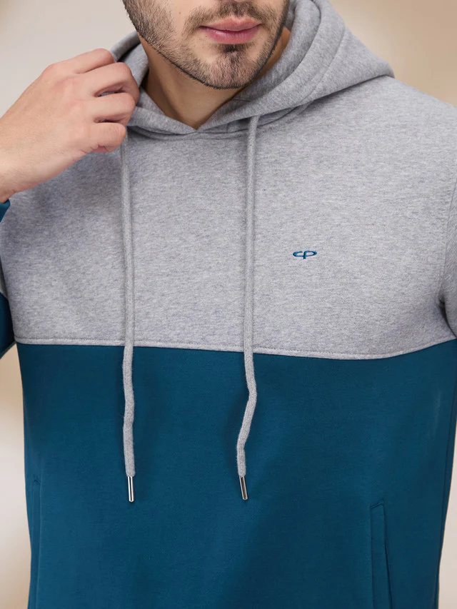 Colorplus Men Blue Solid Regular Fit Cotton Blend Sweatshirt - Image 5