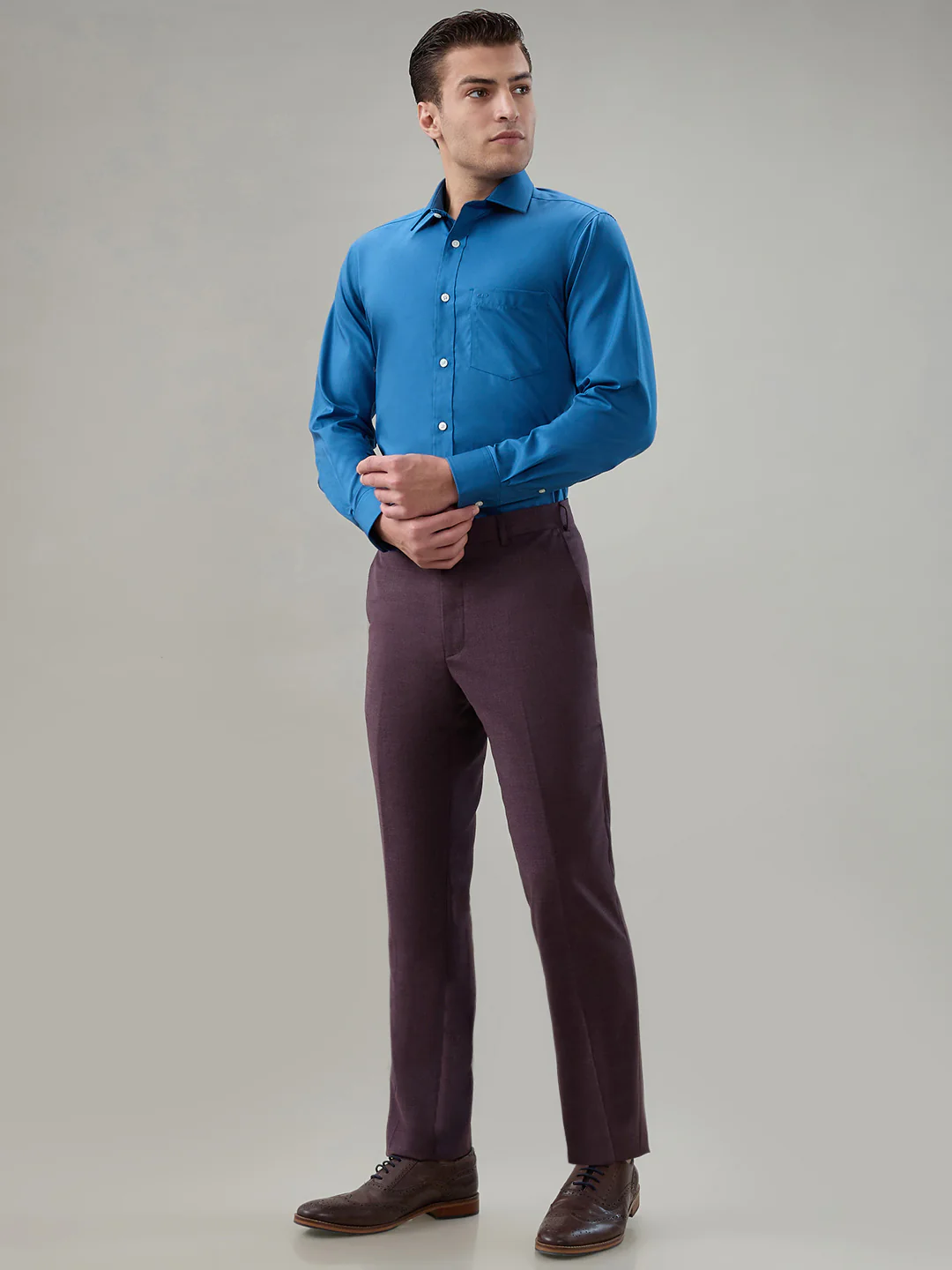 Colorplus Men Blue Solid Regular Fit Cotton Casual Shirt - Image 5