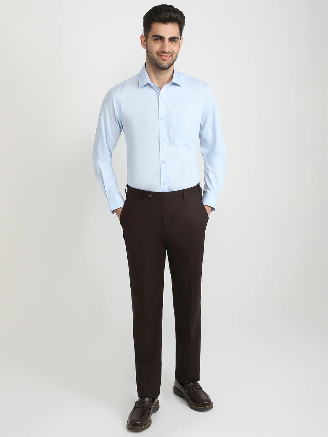 Colorplus Men Blue Solid Regular Fit Cotton Shirt - Image 5