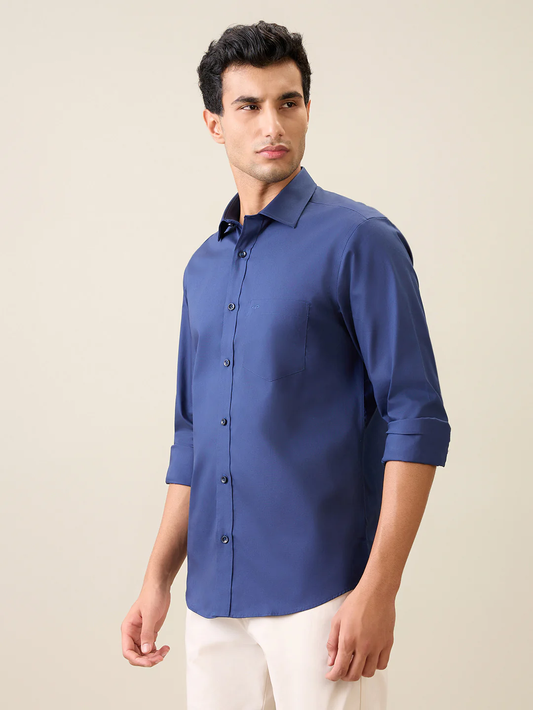 Colorplus Men Blue Solid Regular Fit Cotton Shirt - Image 2