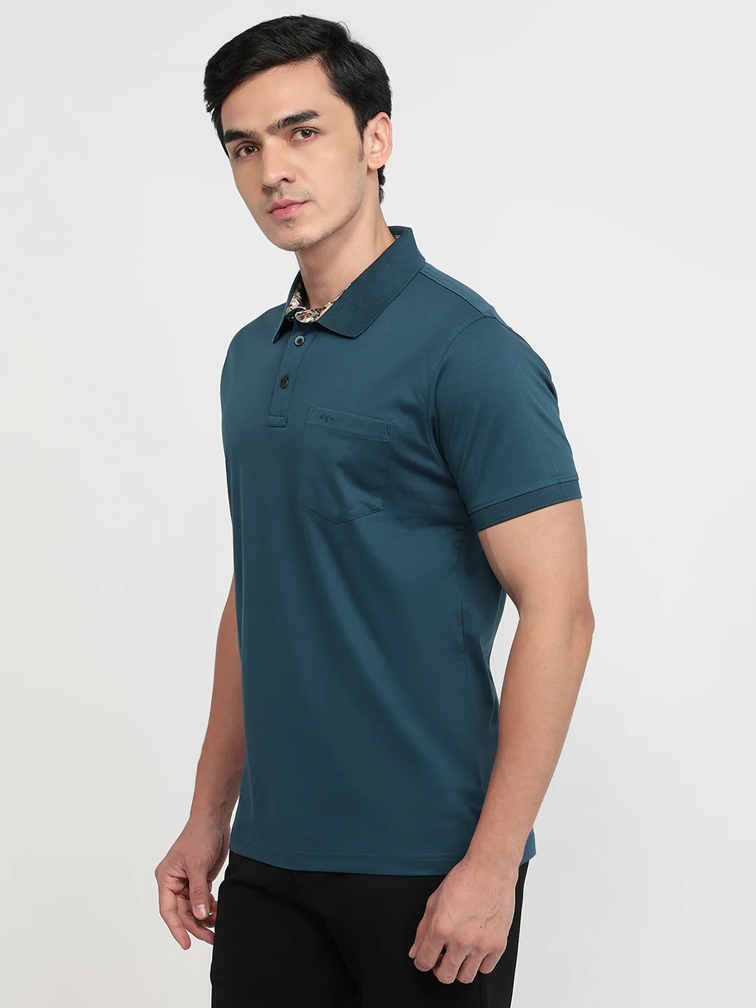 Colorplus Men Blue Solid Regular Fit Cotton T-Shirt - Image 2