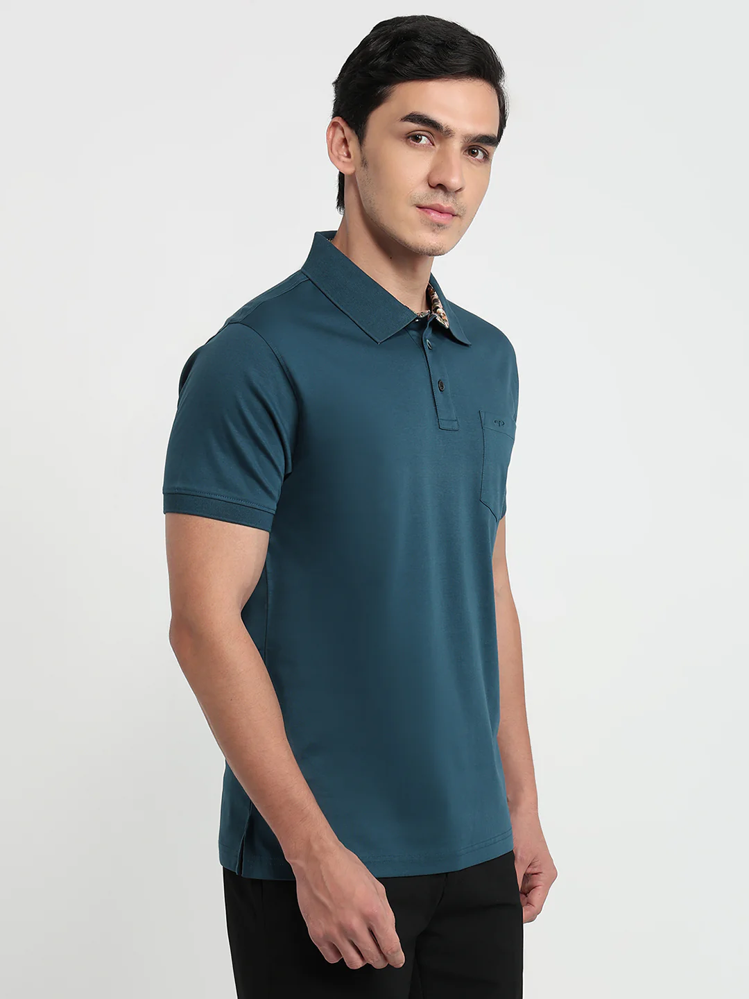 Colorplus Men Blue Solid Regular Fit Cotton T-Shirt - Image 3