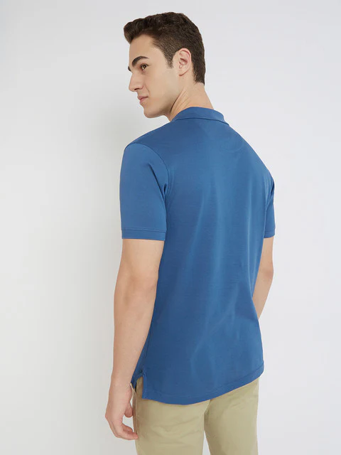 Colorplus Men Blue Solid Regular Fit Cotton T-Shirt - Image 4