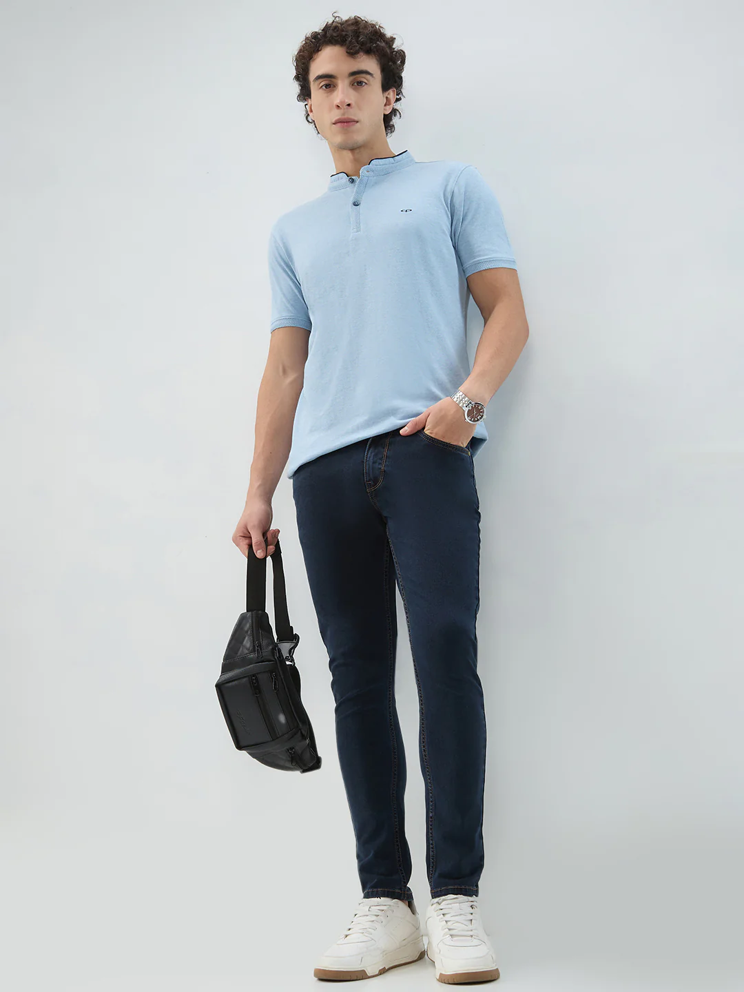 Colorplus Men Blue Solid Regular Fit Cotton T-shirt - Image 7