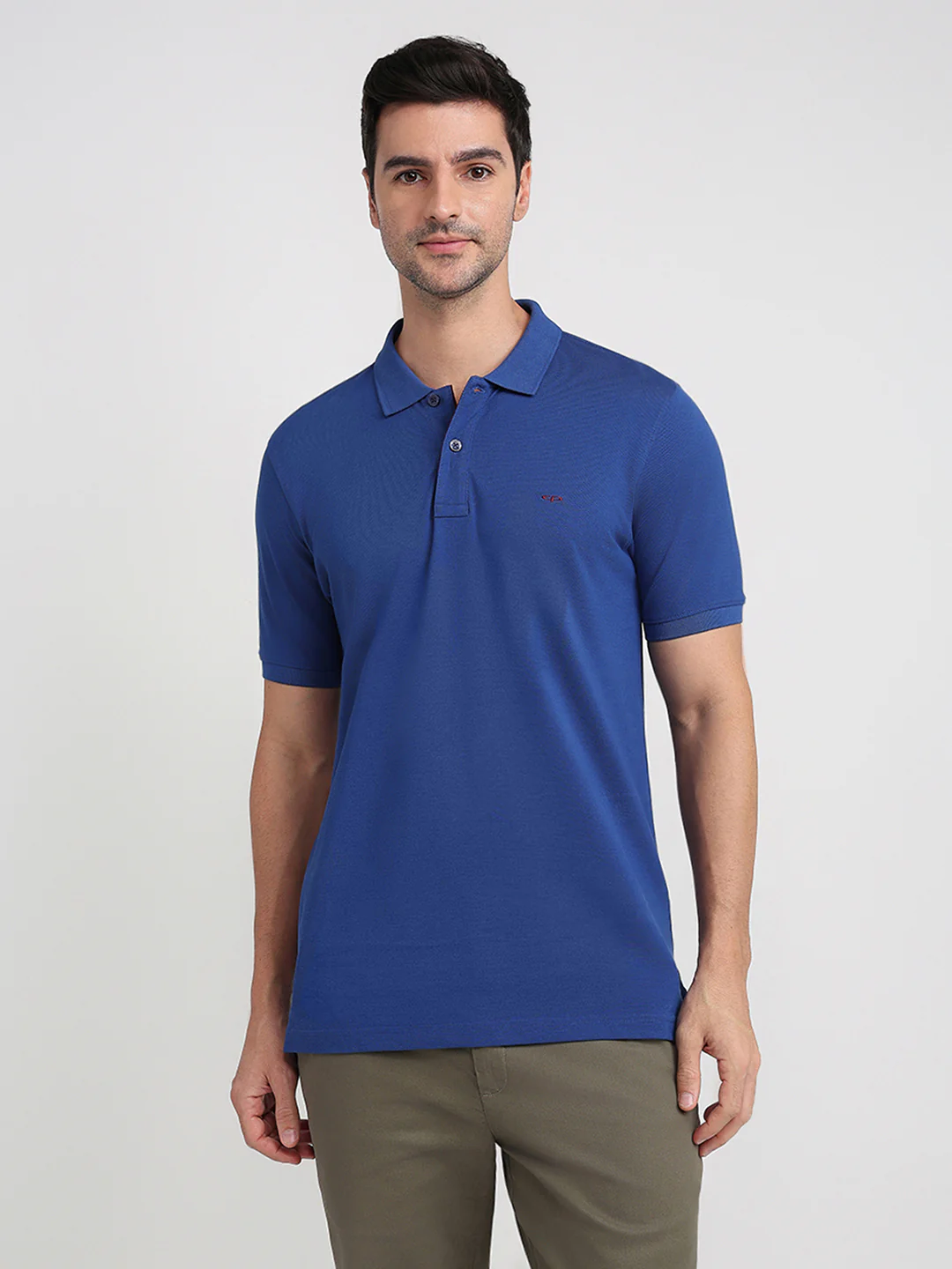 Colorplus Men Blue Solid Regular Fit Cotton T-Shirt