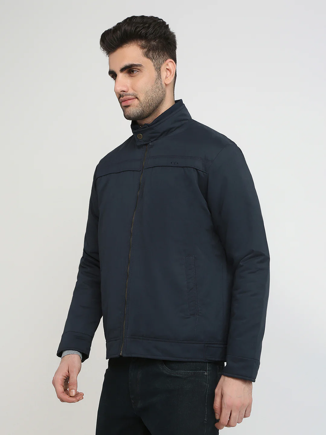 Colorplus Men Blue Solid Regular Fit Pollyester Blend Full Sleeve Jacket - Image 2