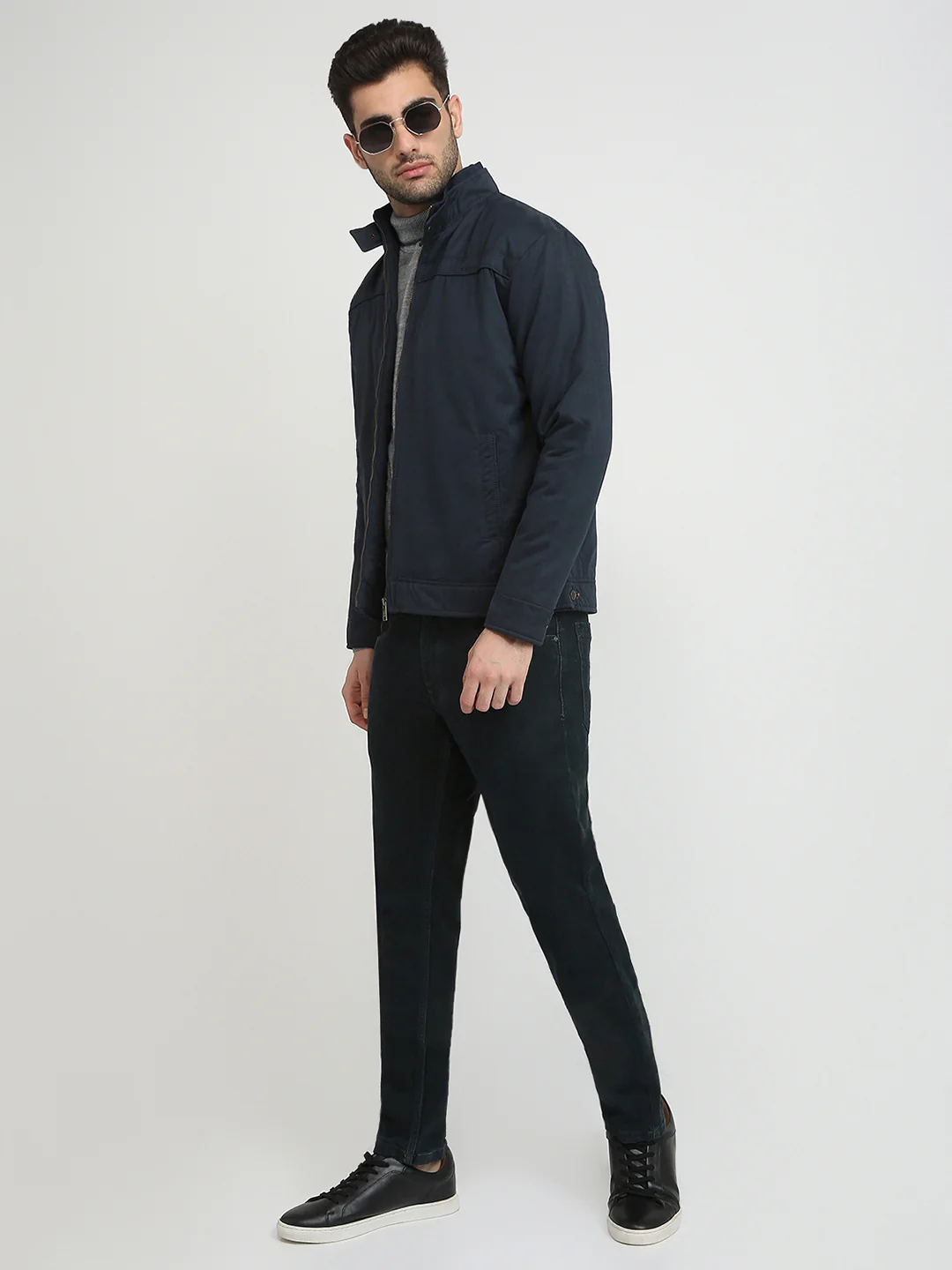 Colorplus Men Blue Solid Regular Fit Pollyester Blend Full Sleeve Jacket - Image 5