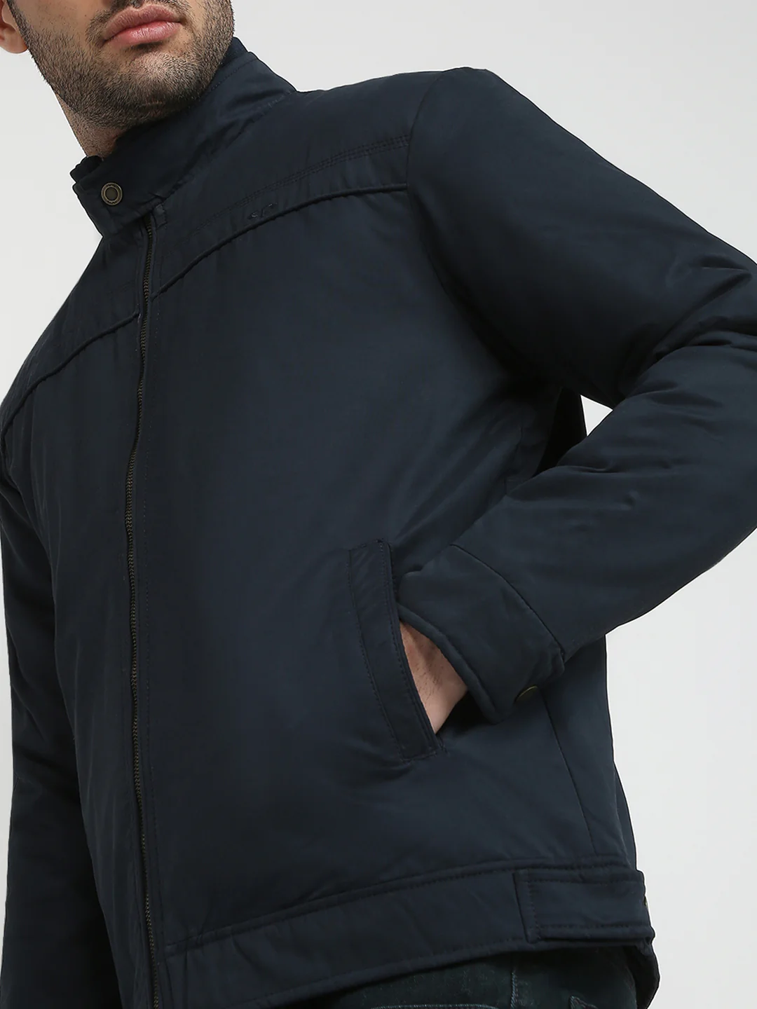 Colorplus Men Blue Solid Regular Fit Pollyester Blend Full Sleeve Jacket - Image 6