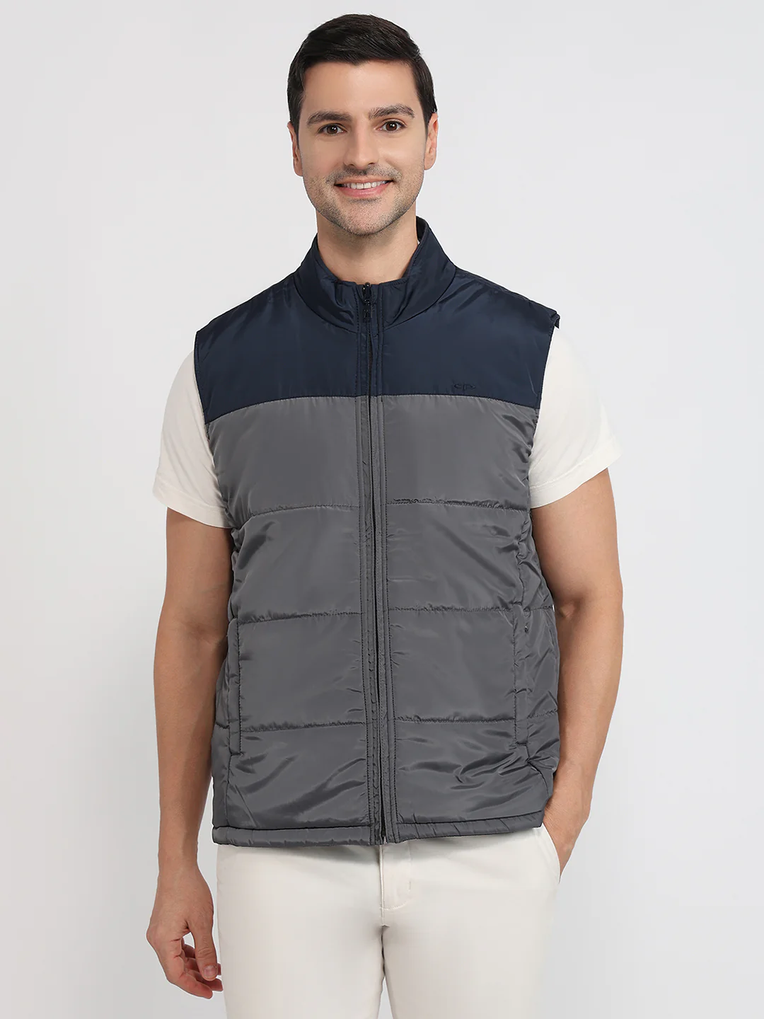 Colorplus Men Blue Solid Regular Fit Polyester Blend Jacket