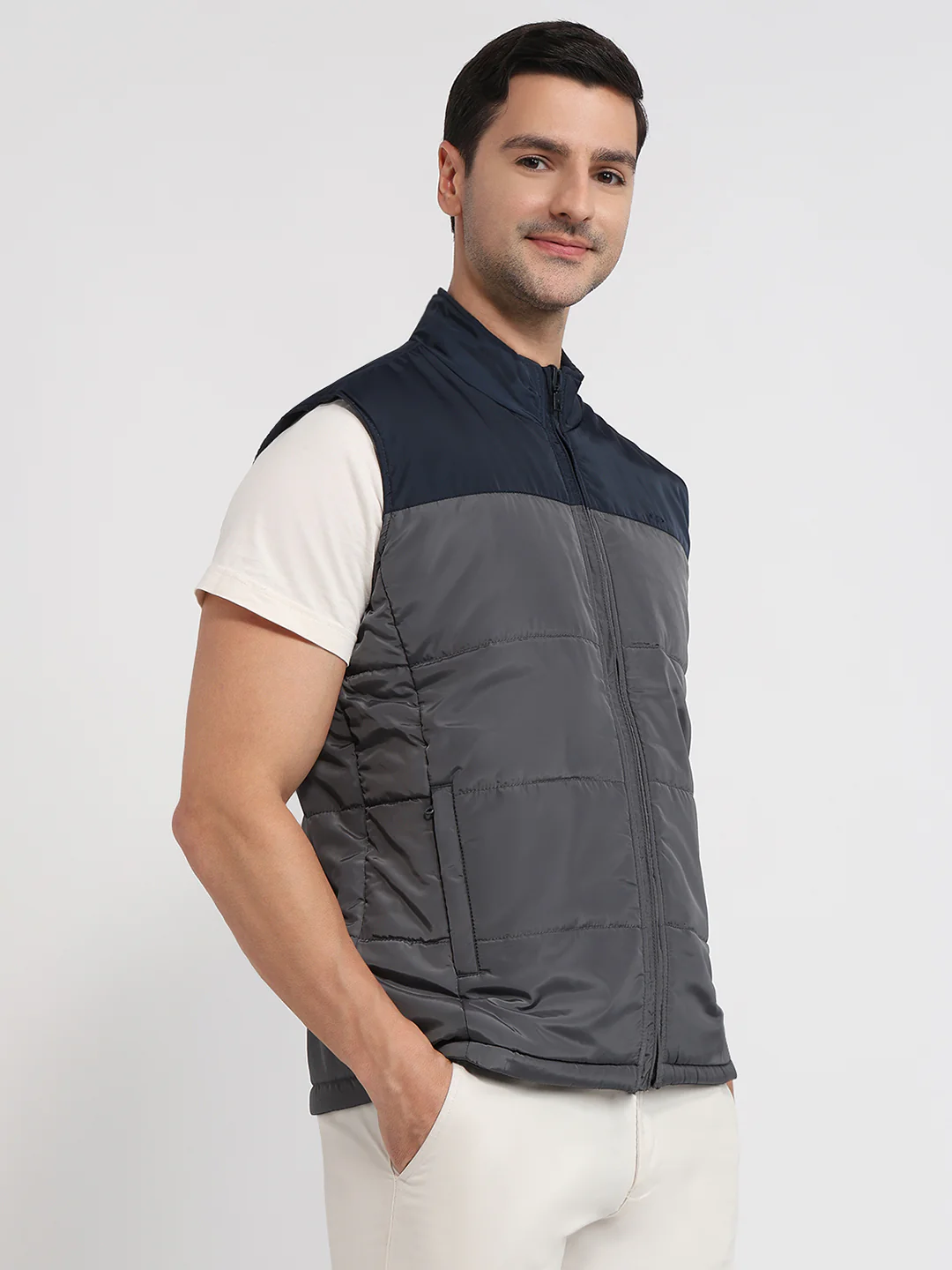 Colorplus Men Blue Solid Regular Fit Polyester Blend Jacket - Image 3