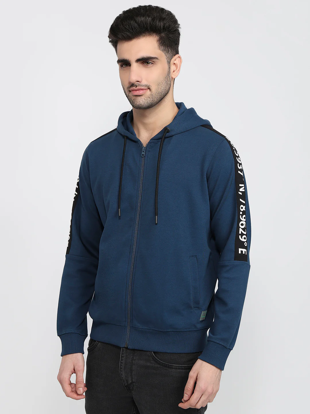 Colorplus Men Blue Solid Regular Fit Polyester Blend Sweatshirt - Image 2