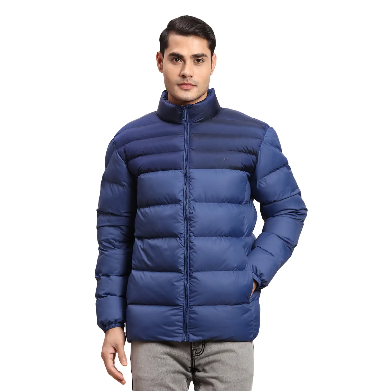 Colorplus Men Blue Solid Regular Fit Polyester Bomber Jacket