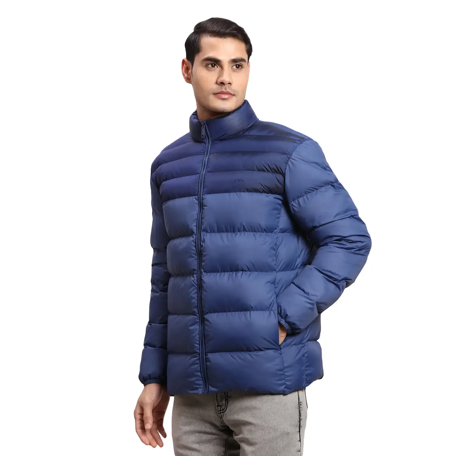 Colorplus Men Blue Solid Regular Fit Polyester Bomber Jacket - Image 3