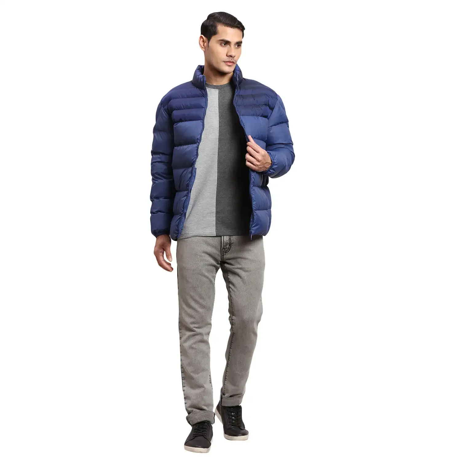 Colorplus Men Blue Solid Regular Fit Polyester Bomber Jacket - Image 5