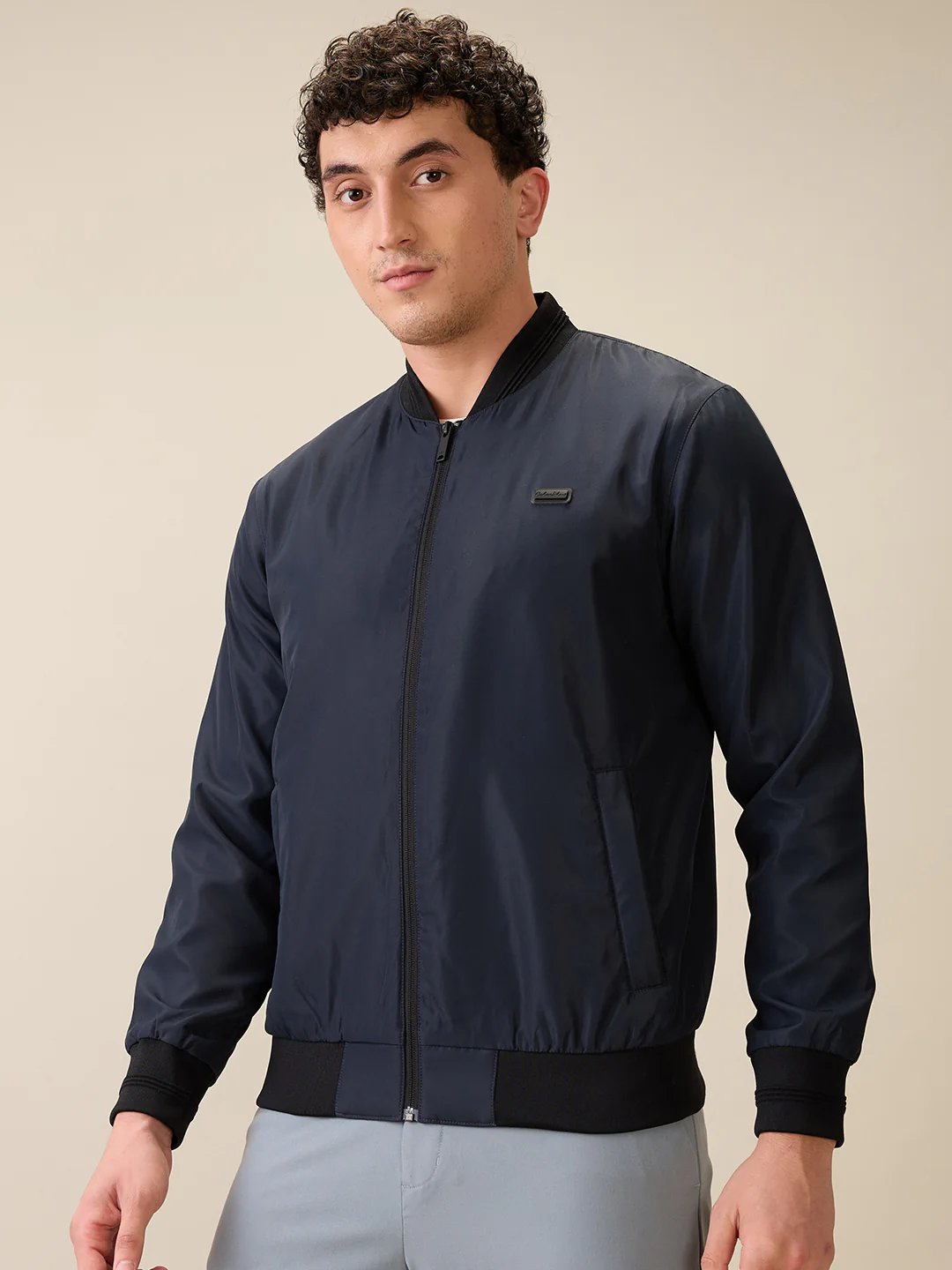 Colorplus Men Blue Solid Regular Fit Polyester Full Sleeve Jacket - Image 3