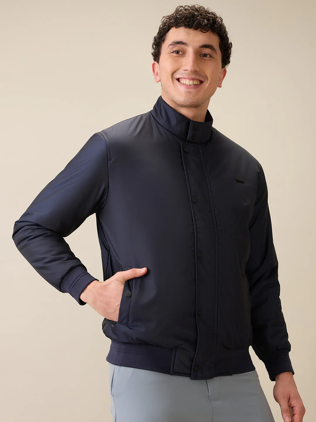Colorplus Men Blue Solid Regular Fit Polyester Full Sleeve Jacket - Image 2