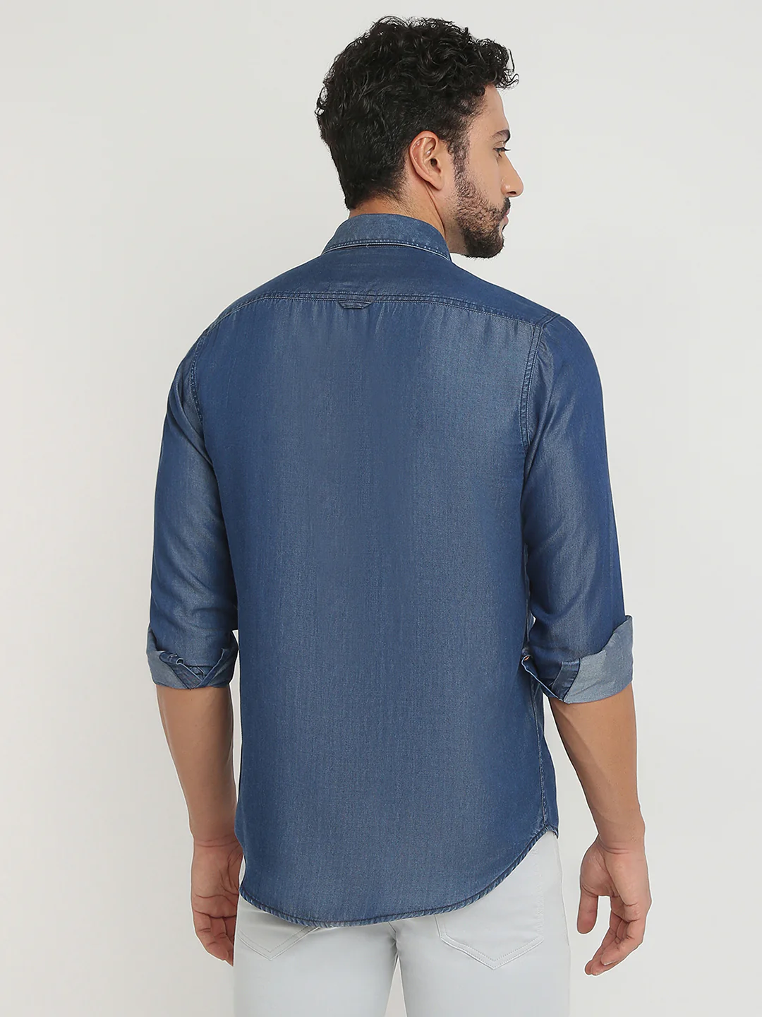 Colorplus Men Blue Solid Regular Fit Tencel Casual Shirt - Image 4