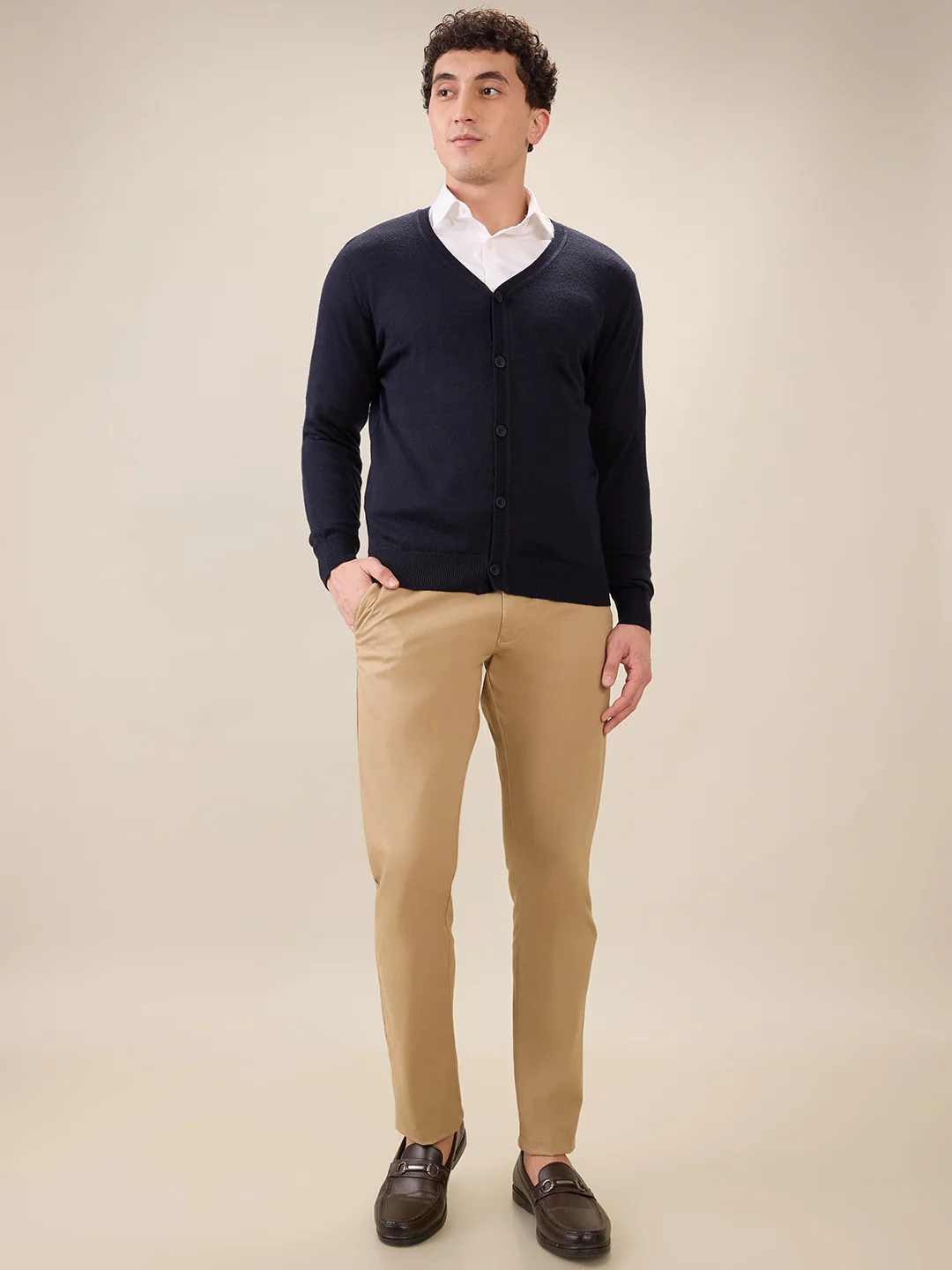 Colorplus Men Blue Solid Regular Fit Wool Blend Sweatshirt - Image 5