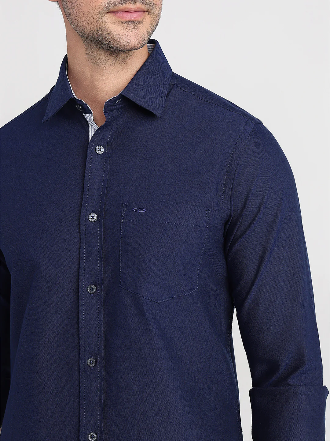 Colorplus Men Blue Solid Slim Fit Cotton Full Sleeve Casual Shirt - Image 6