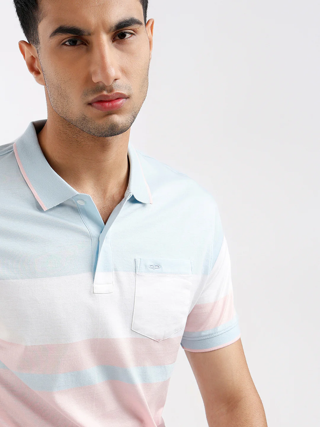 Colorplus Men Blue Stripe Regular Fit Cotton Blend T-Shirt - Image 6