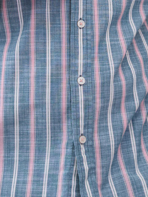 Colorplus Men Blue Stripe Regular Fit Cotton Casual Shirts - Image 6