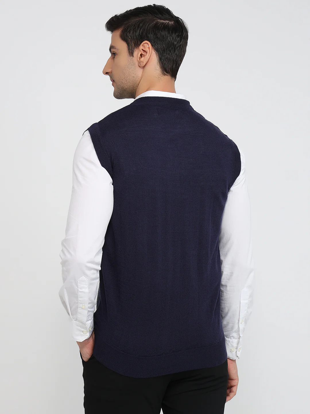 Colorplus Men Blue Tweed Regular Fit Polyester Blend Sweatshirt - Image 4