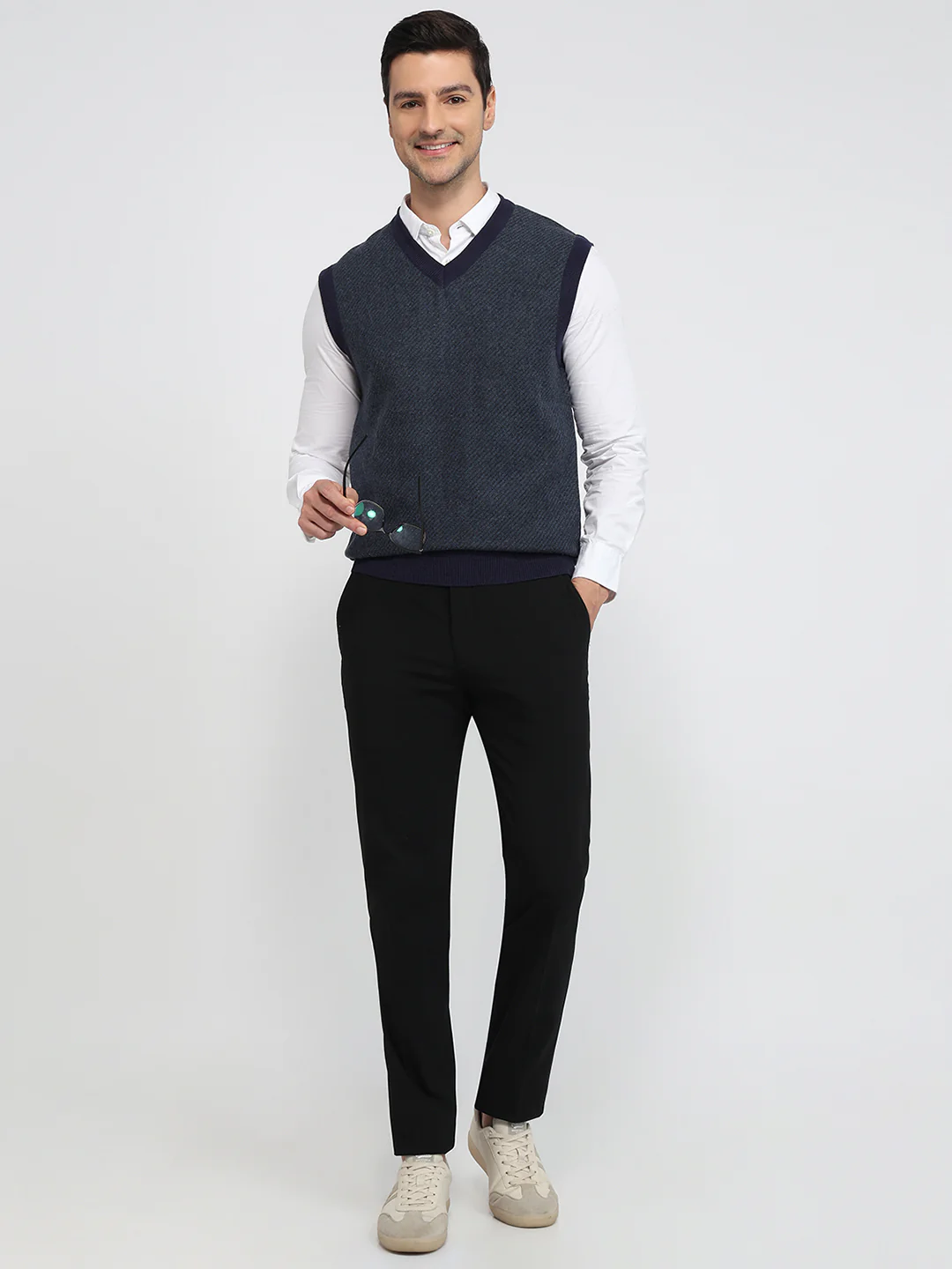 Colorplus Men Blue Tweed Regular Fit Polyester Blend Sweatshirt - Image 5