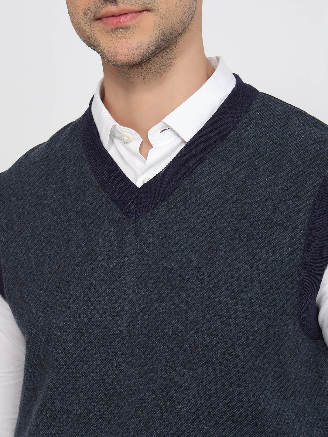 Colorplus Men Blue Tweed Regular Fit Polyester Blend Sweatshirt - Image 6