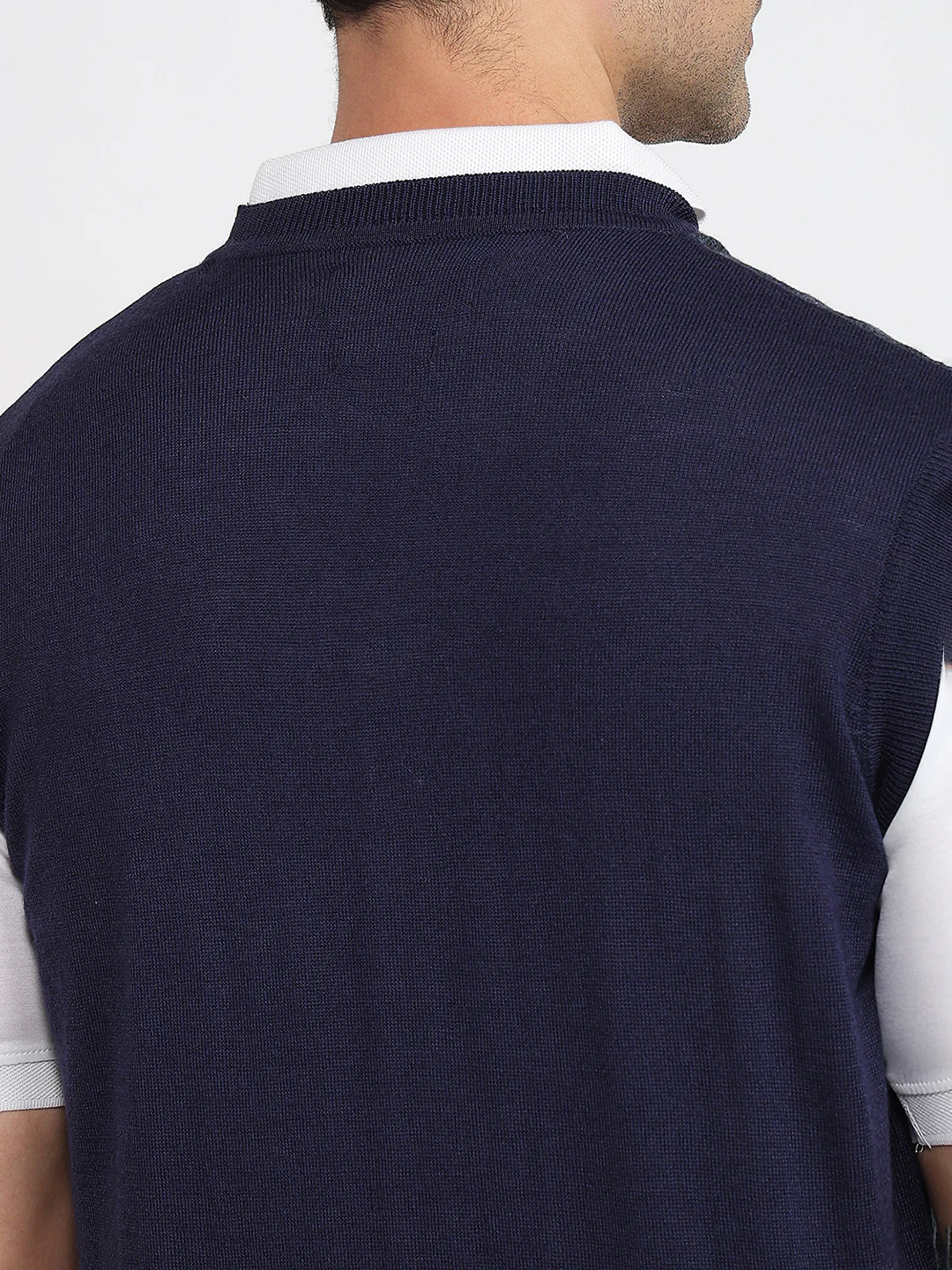 Colorplus Men Blue Tweed Regular Fit Wool Blend Sweatshirt - Image 7
