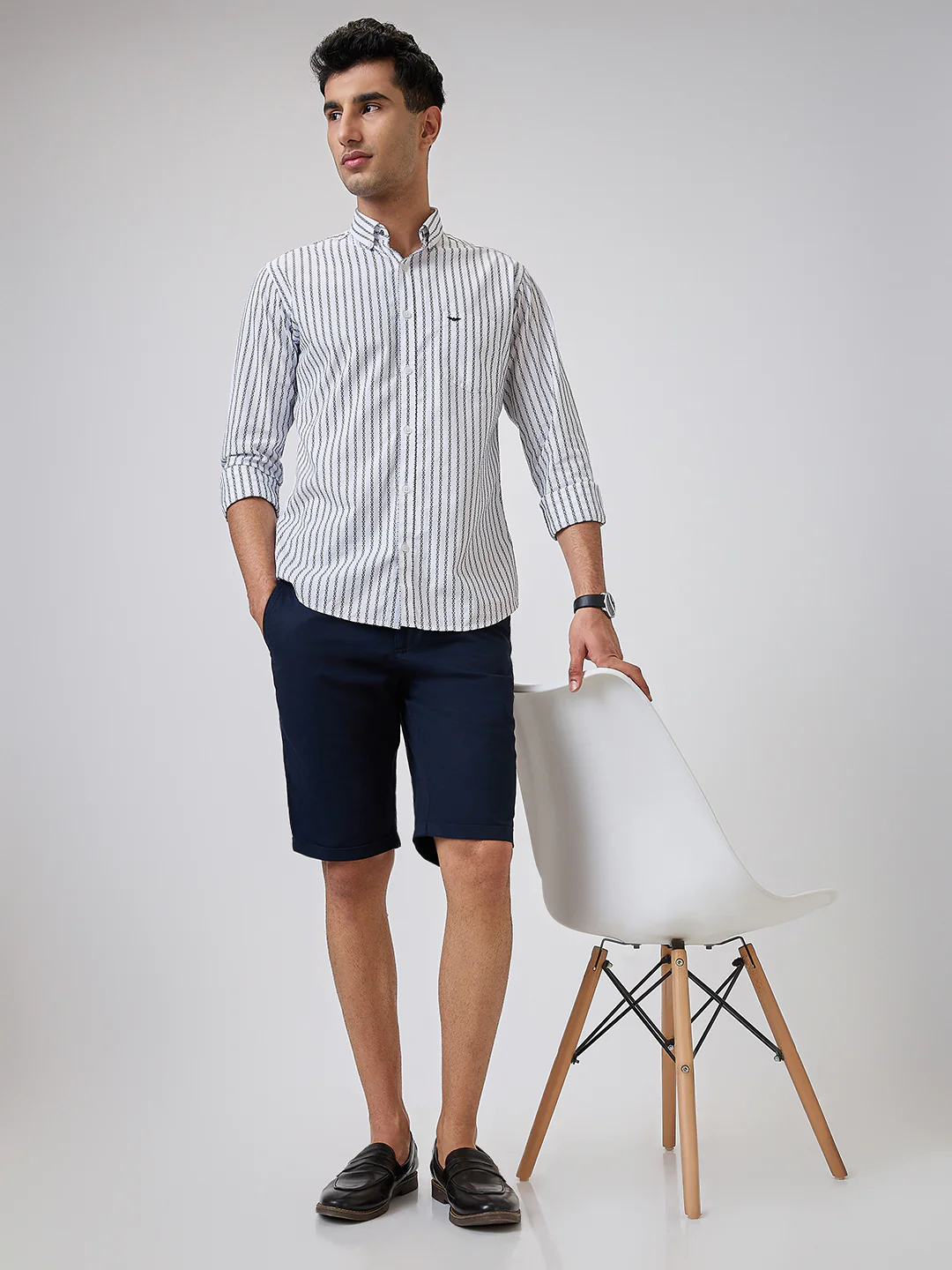 Colorplus Men Blue Twill Regular Fit Cotton Blend Shorts - Image 6