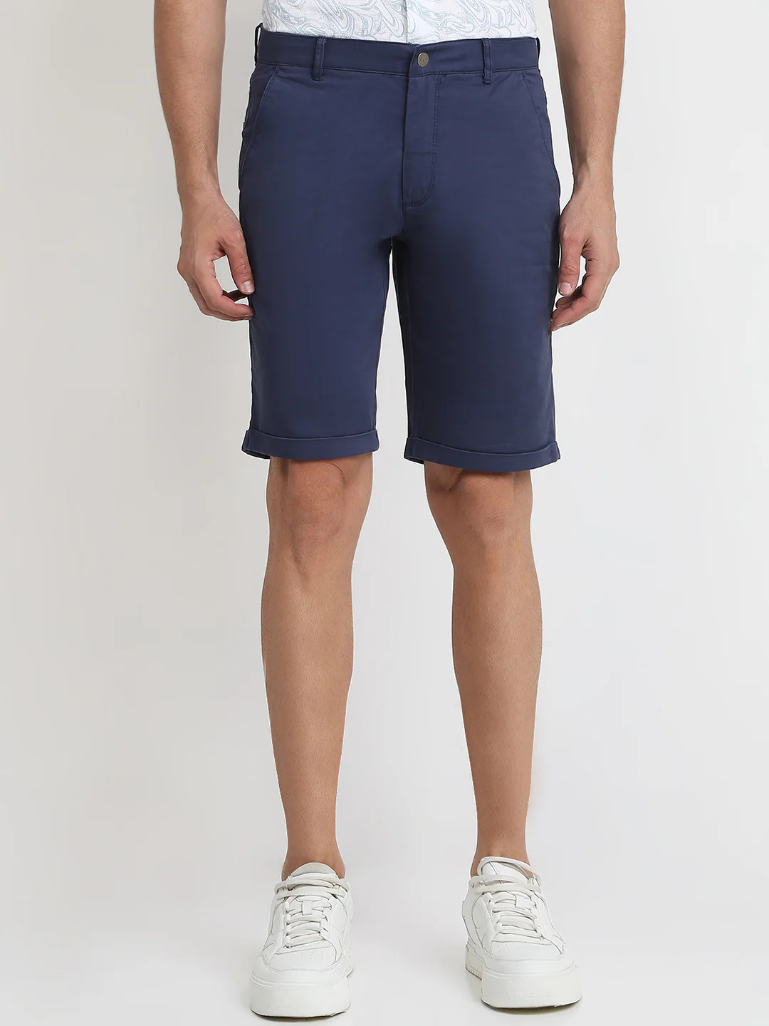 Colorplus Men Blue Twill Regular Fit Cotton Blend Shorts