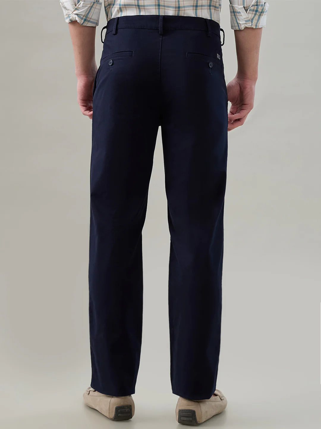 Colorplus Men Blue Twill Regular Fit Cotton Blend Trouser - Image 4