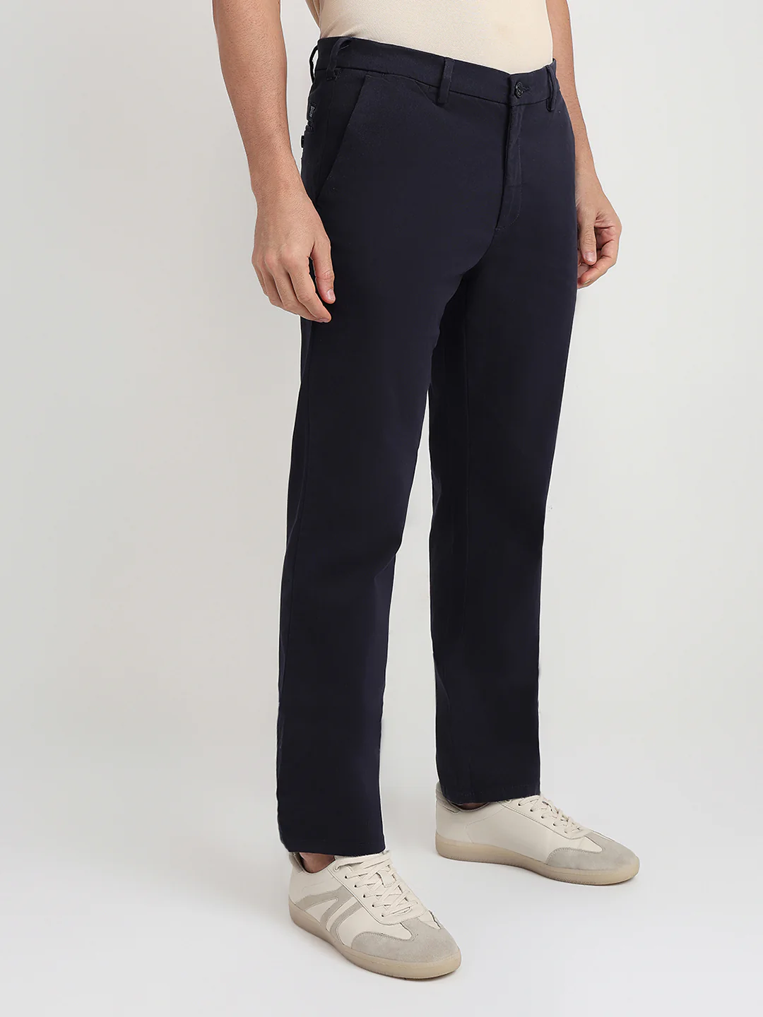 Colorplus Men Blue Twill Regular Fit Cotton Blend Trouser - Image 3
