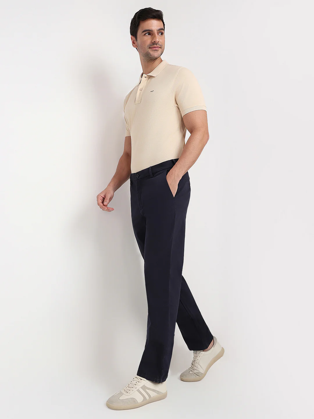 Colorplus Men Blue Twill Regular Fit Cotton Blend Trouser - Image 5