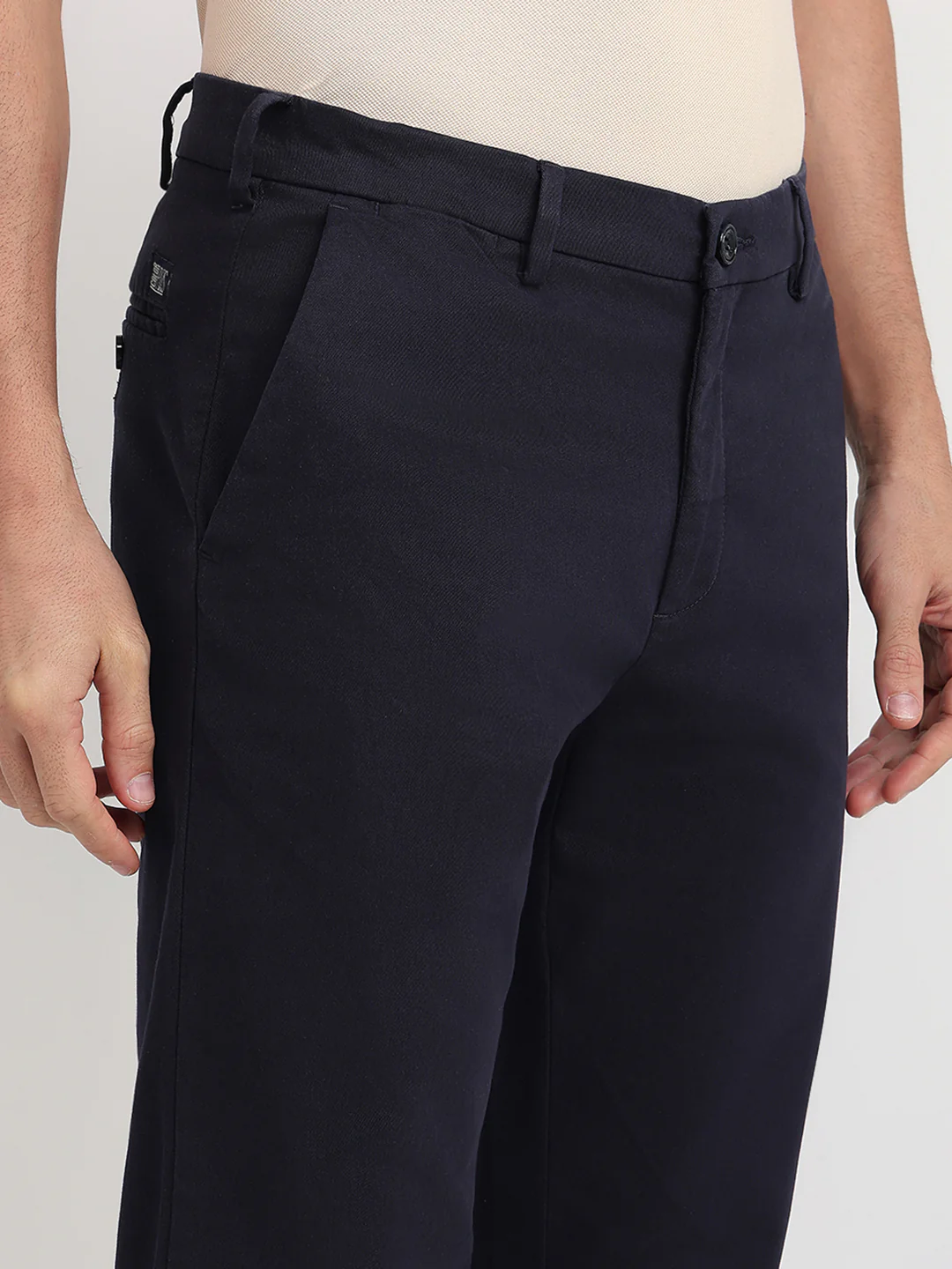 Colorplus Men Blue Twill Regular Fit Cotton Blend Trouser - Image 6