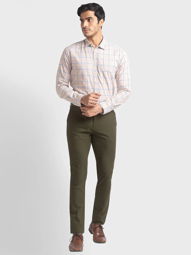 Colorplus Men Brown Checkered Contemporary Fit Full Sleeve Shirt - Image 5