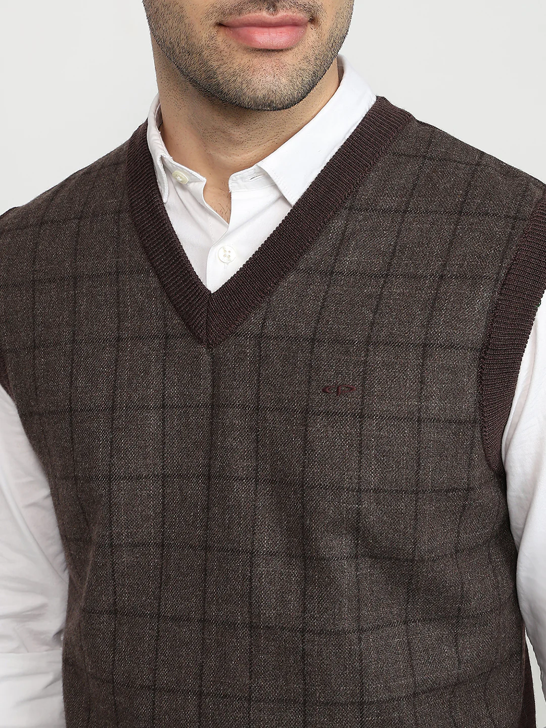 Colorplus Men Brown Checks Regular Fit Acrylic Blend Sweatshirt - Image 6
