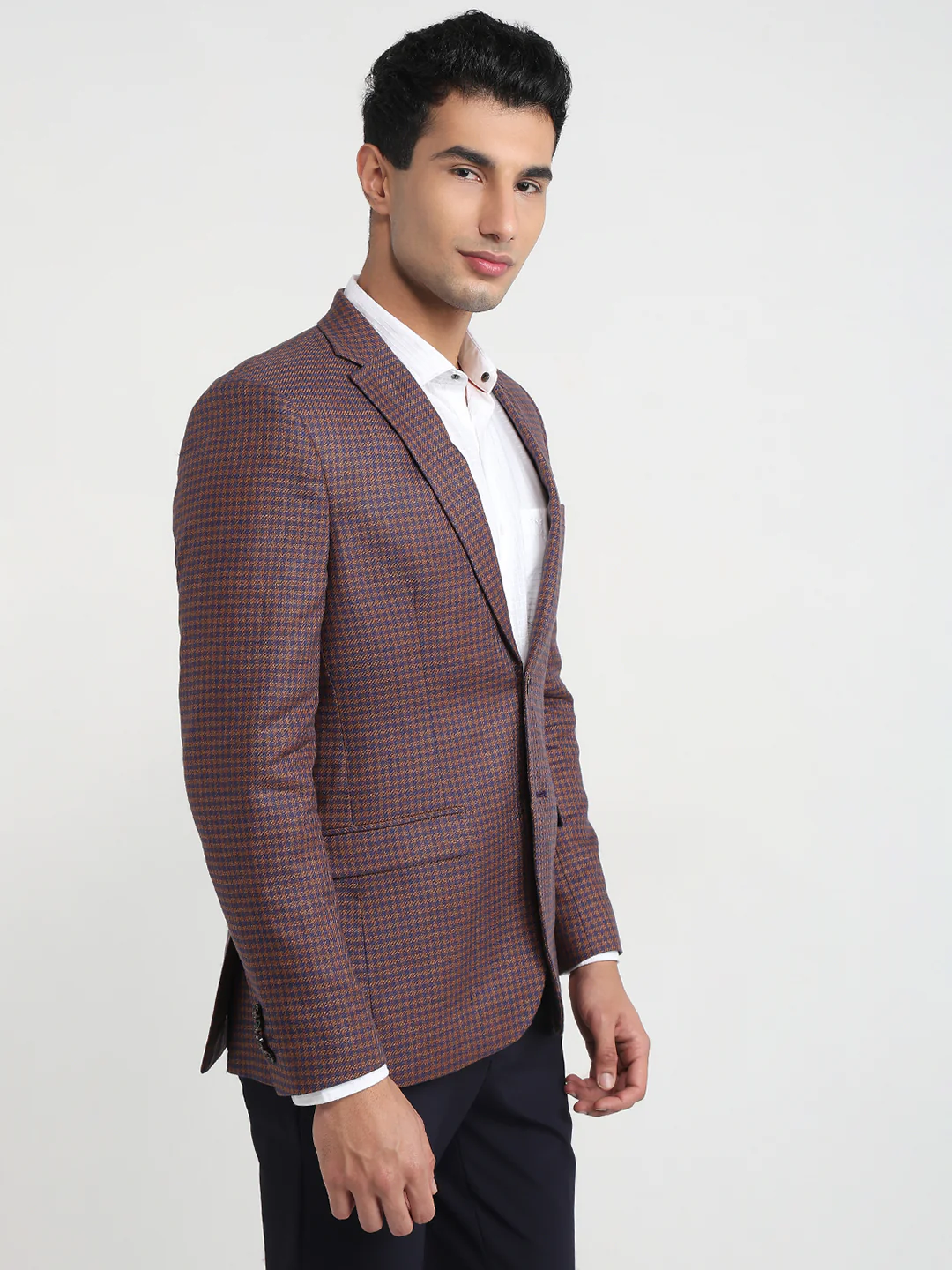 Colorplus Men Brown Checks Regular Fit Cotton Blend Blazer - Image 3