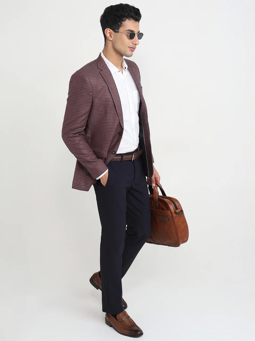 Colorplus Men Brown Checks Regular Fit Cotton Blend Blazer - Image 5