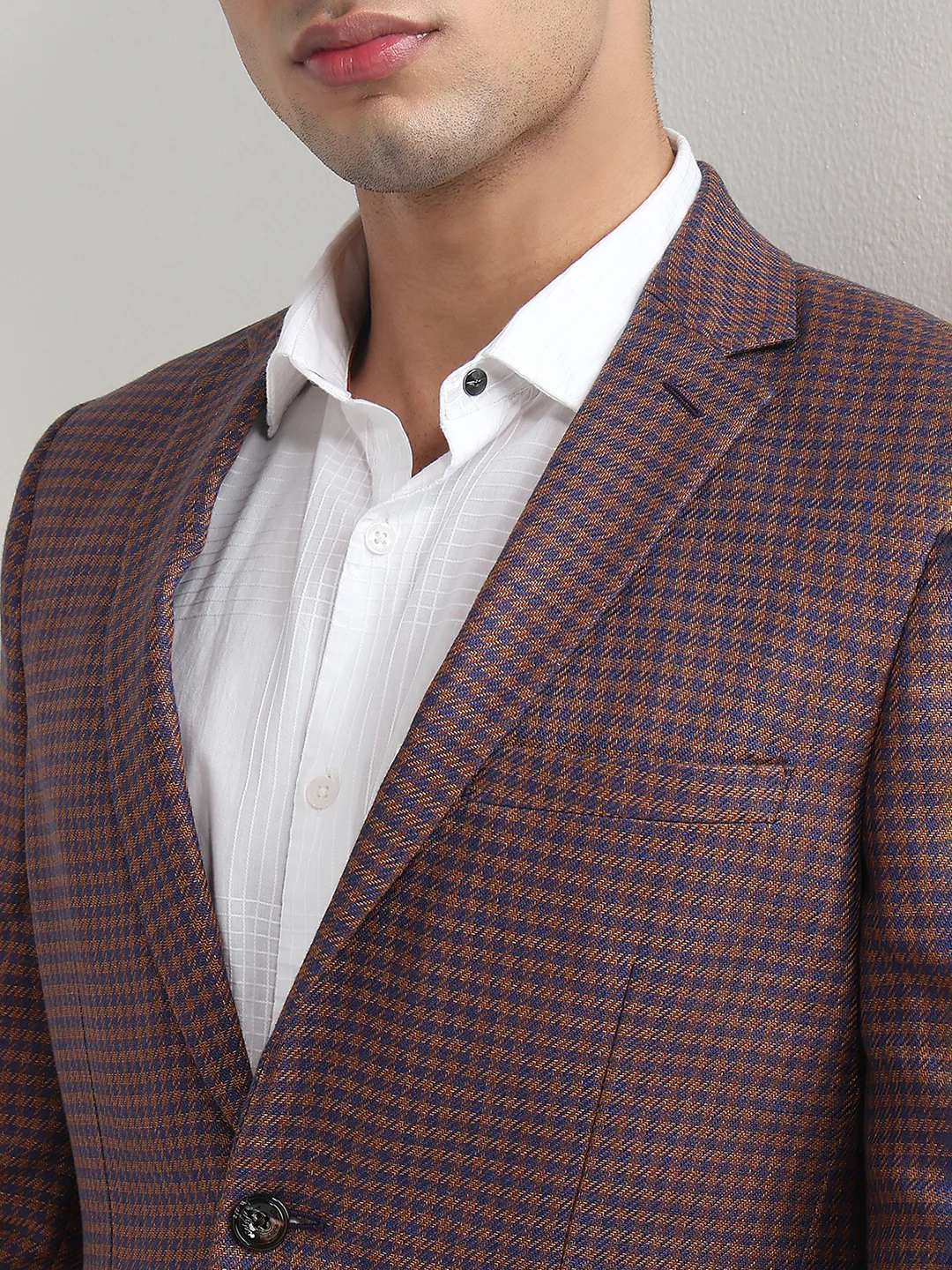 Colorplus Men Brown Checks Regular Fit Cotton Blend Blazer - Image 6