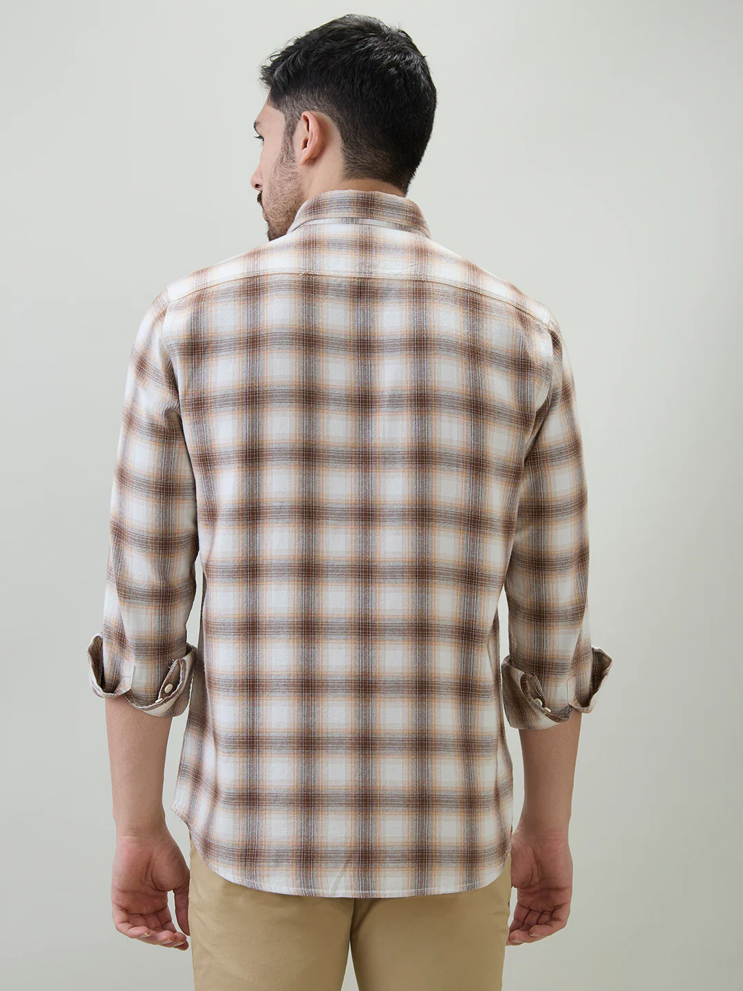 Colorplus Men Brown Checks Regular Fit Cotton Casual Shirt - Image 4