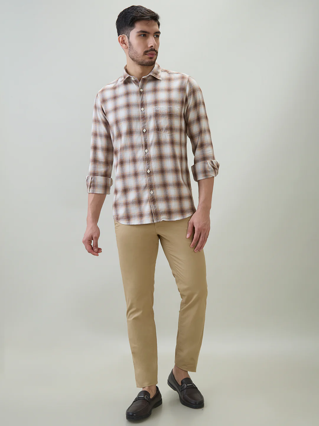 Colorplus Men Brown Checks Regular Fit Cotton Casual Shirt - Image 5